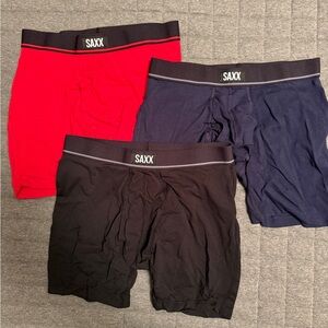 Saxx Men's 3-Pack Boxer Briefs in Red, Navy & Black